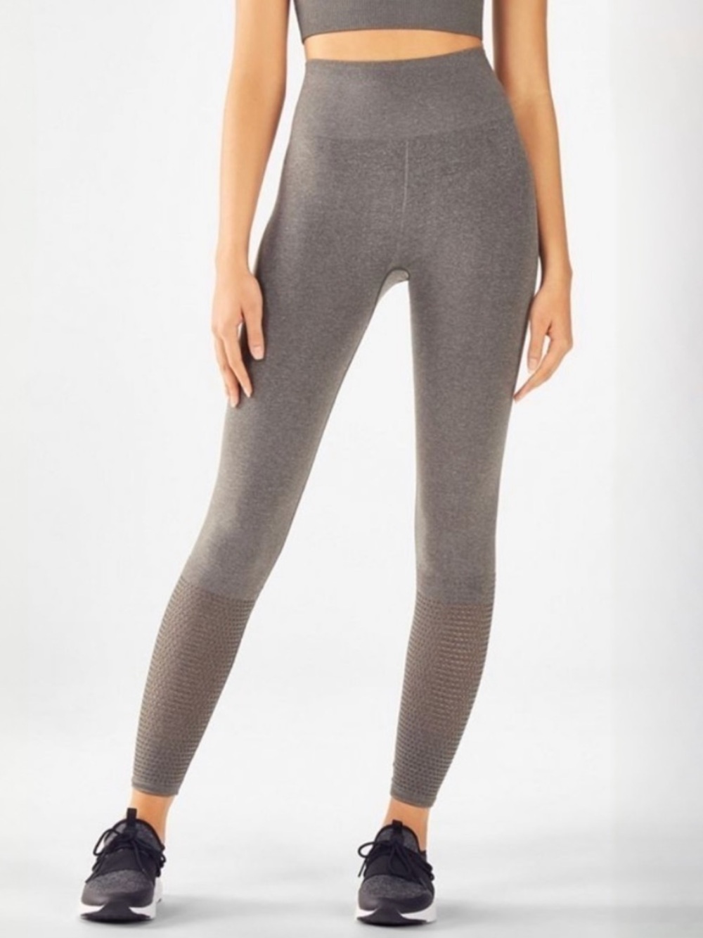 FABLETICS Size S Seamless High Waist Mesh Hole Details Leggings Dark Gray